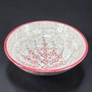 Orvieto Italy Hand Painted Floral Ceramic Serving Bowl Pink Hand Made 10 Inch